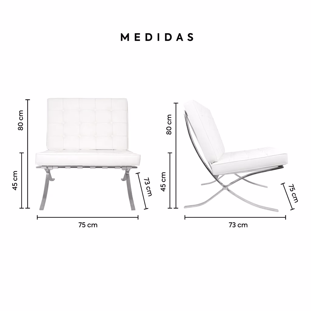 ¿Cuáles son las dimensiones de la silla Barcelona?