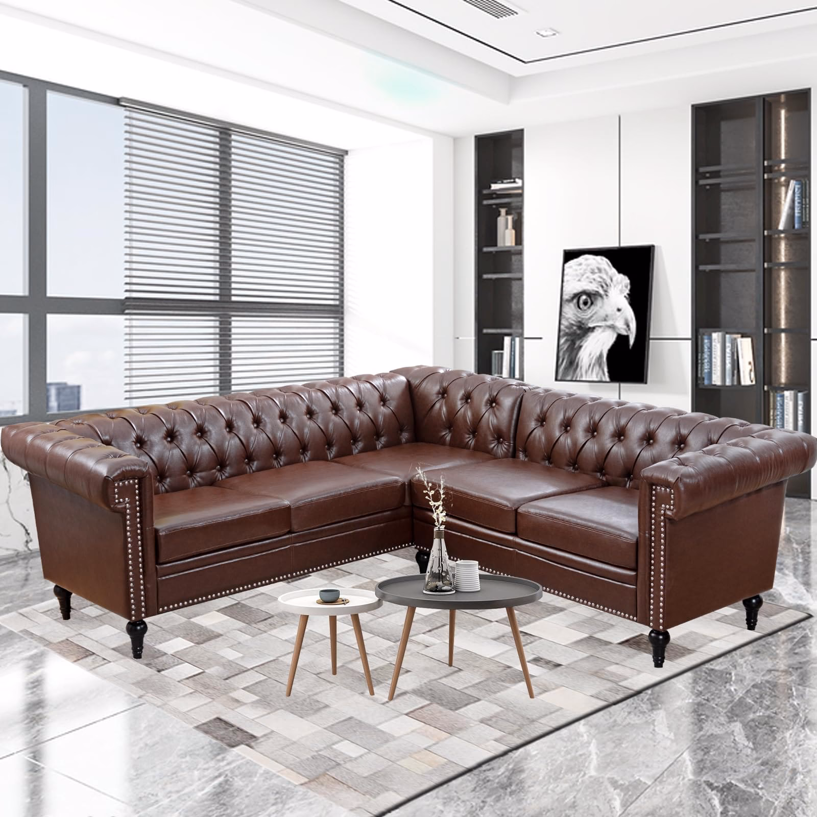 What color compliments a brown sofa?