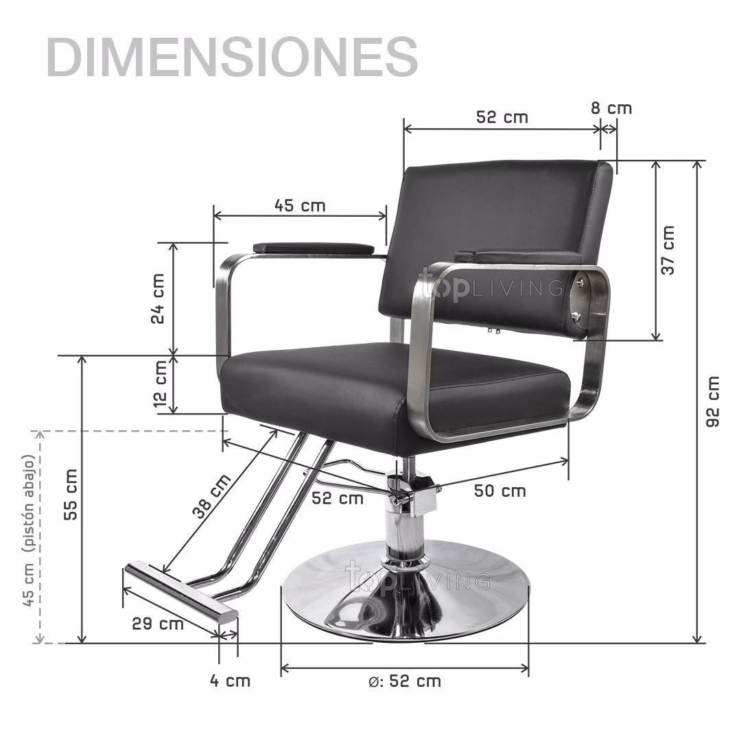 ¿Cuánto mide una silla de barbero?