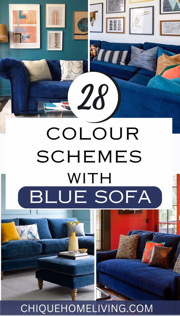 Which color curtains go with a blue sofa?