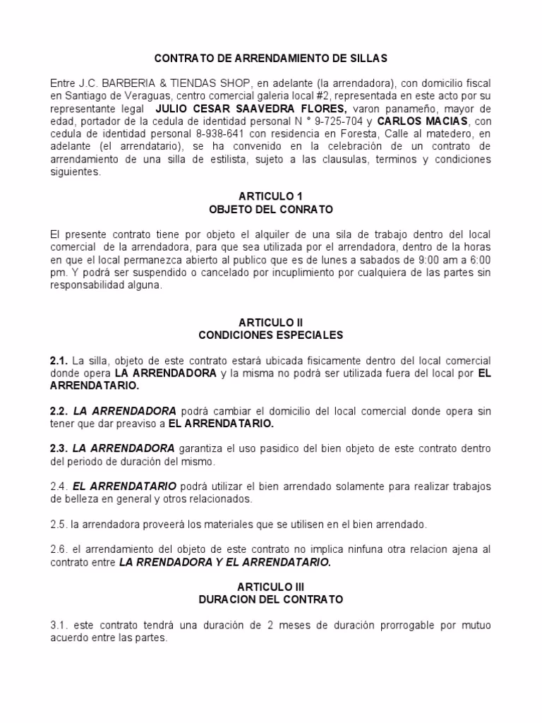 ¿Qué se debe poner en un contrato de arrendamiento?