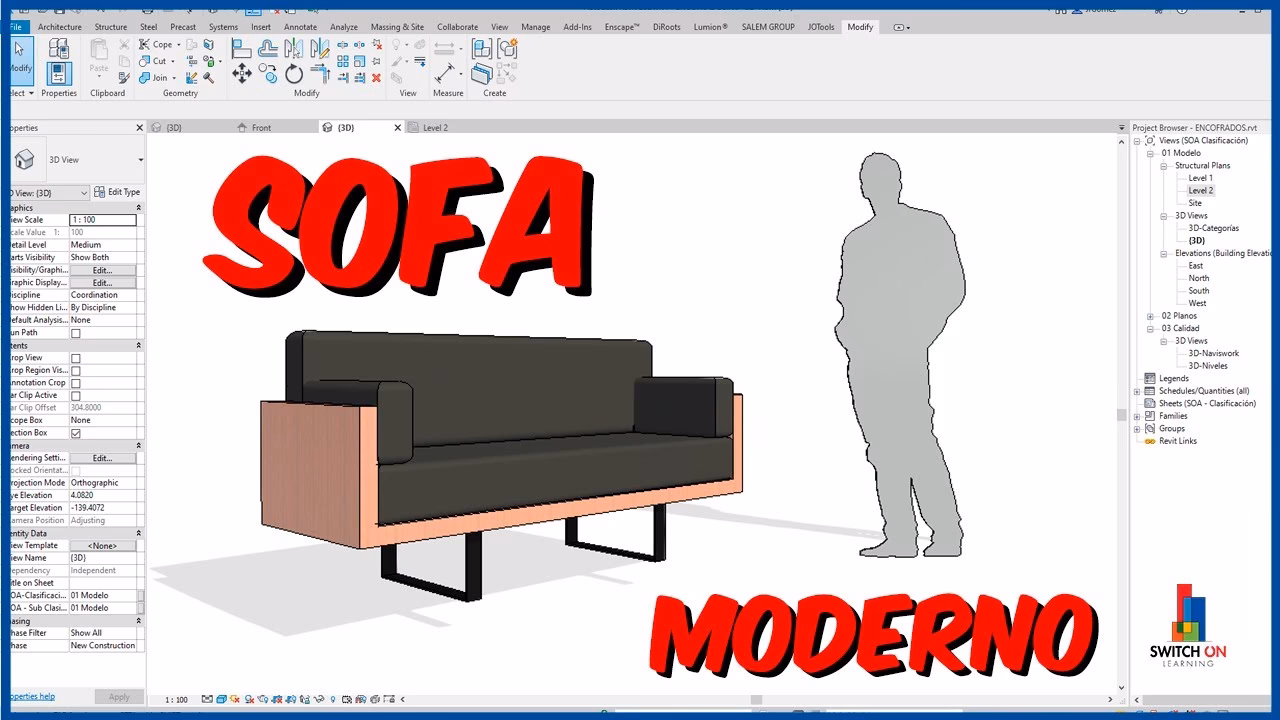 ¿Cómo agrego un sofá en Revit?