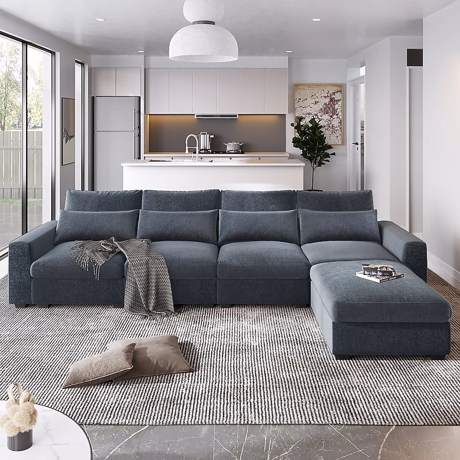 What furniture goes with a dark grey sofa?