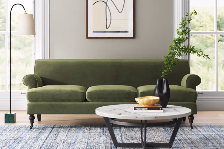 What color couch goes with a green rug?