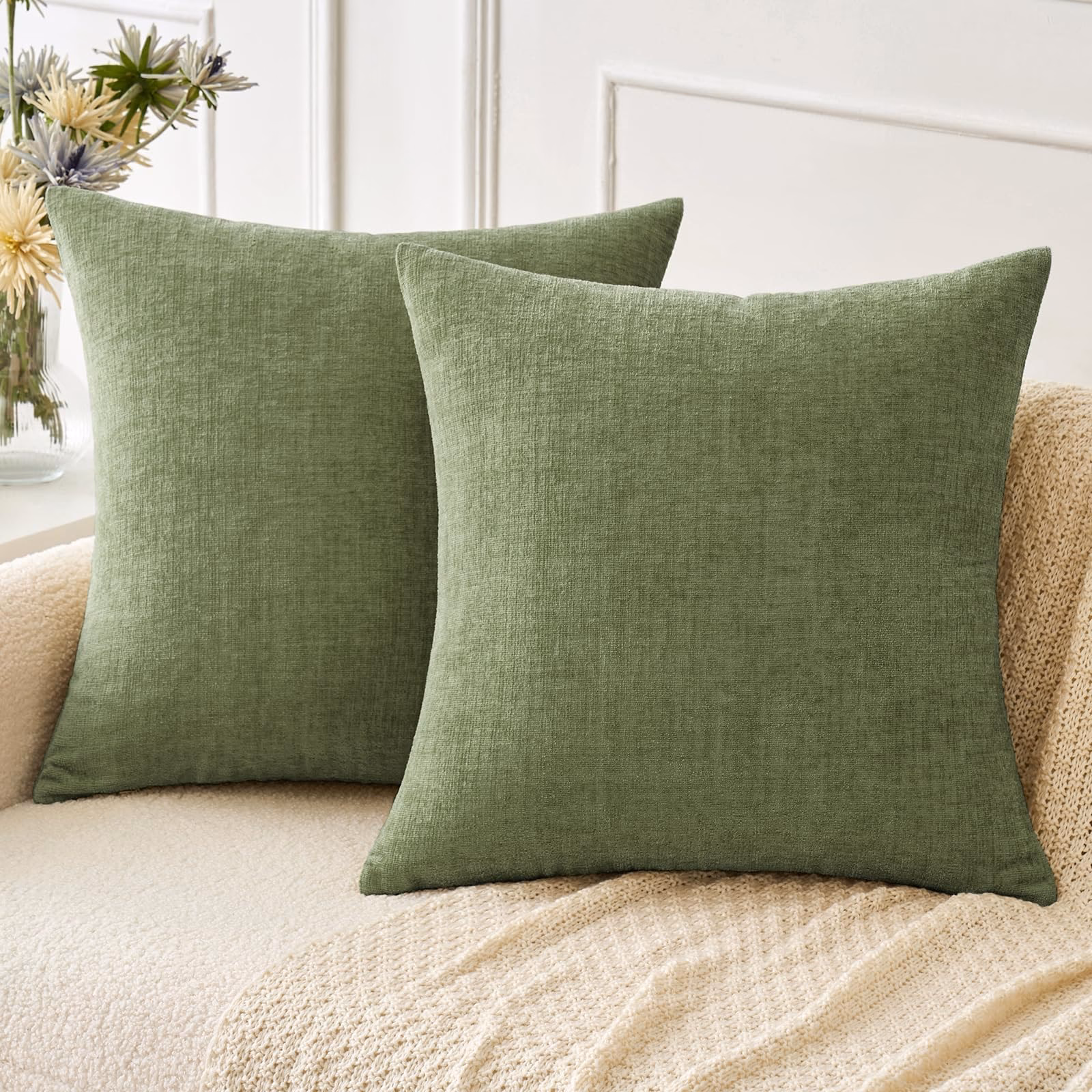 What cushions go on green sofa?