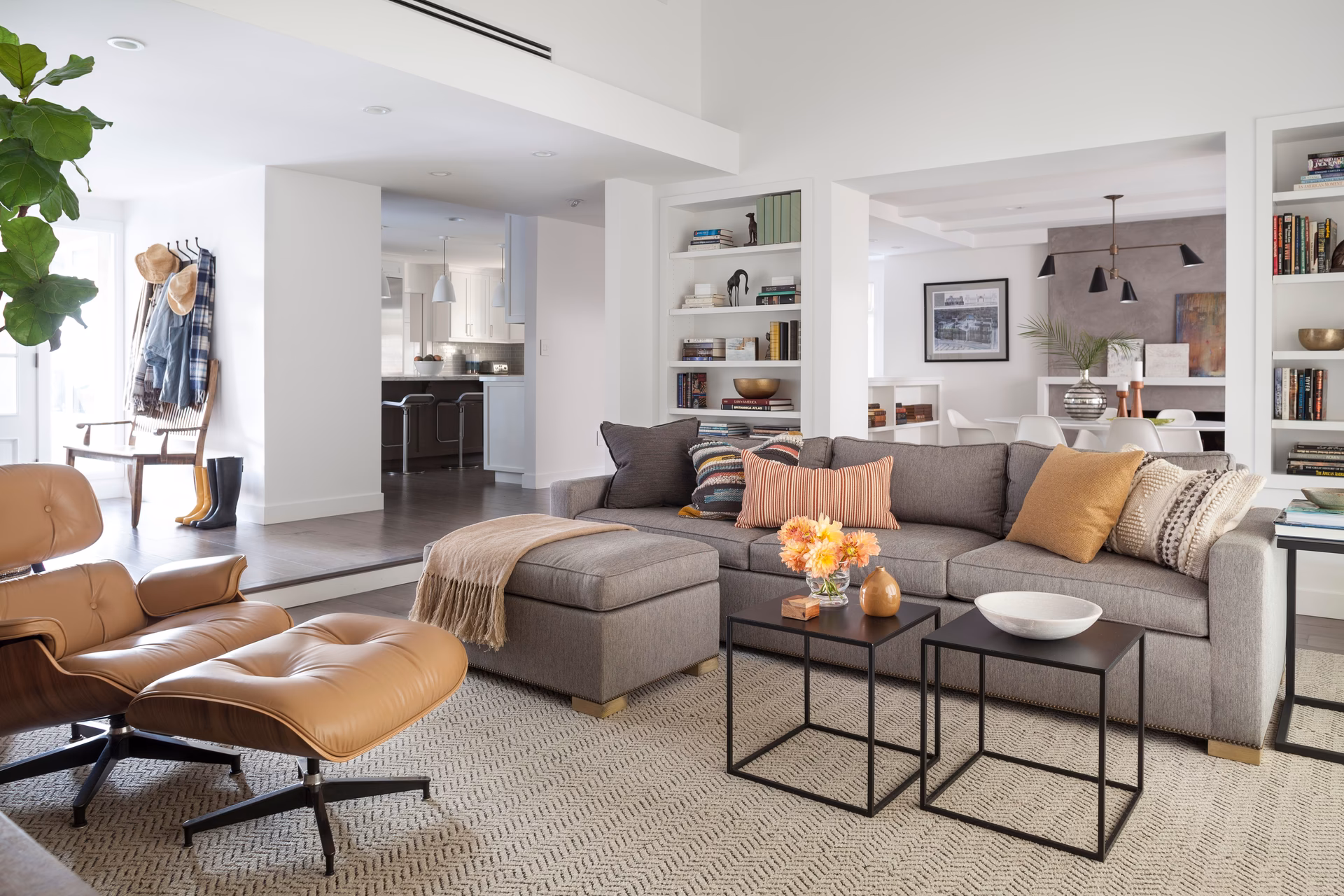 What color couch looks best with dark wood?