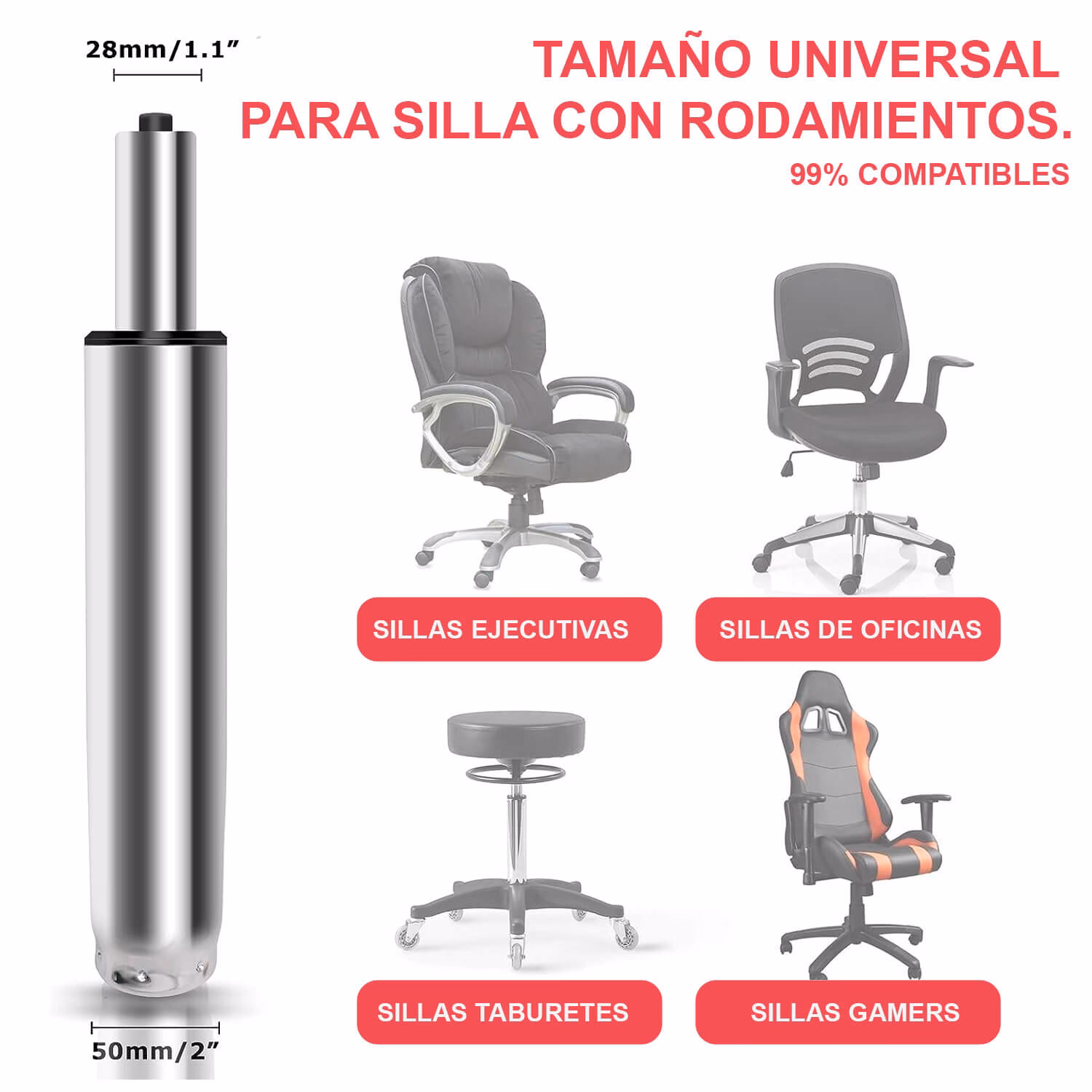¿Se puede reemplazar el cilindro de una silla de oficina?