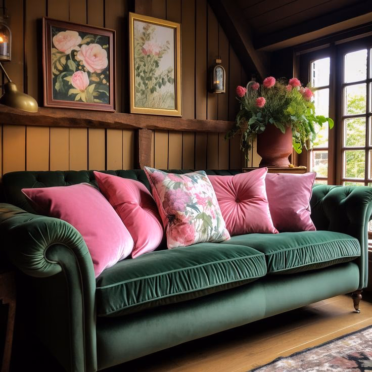 Do pink and green cushions go together?