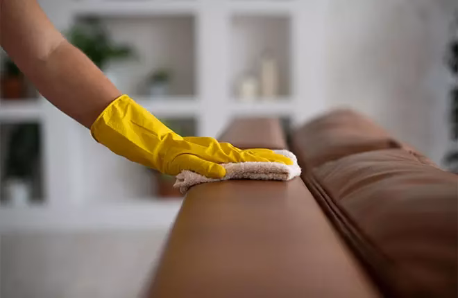 What is the best way to clean a leather sofa?