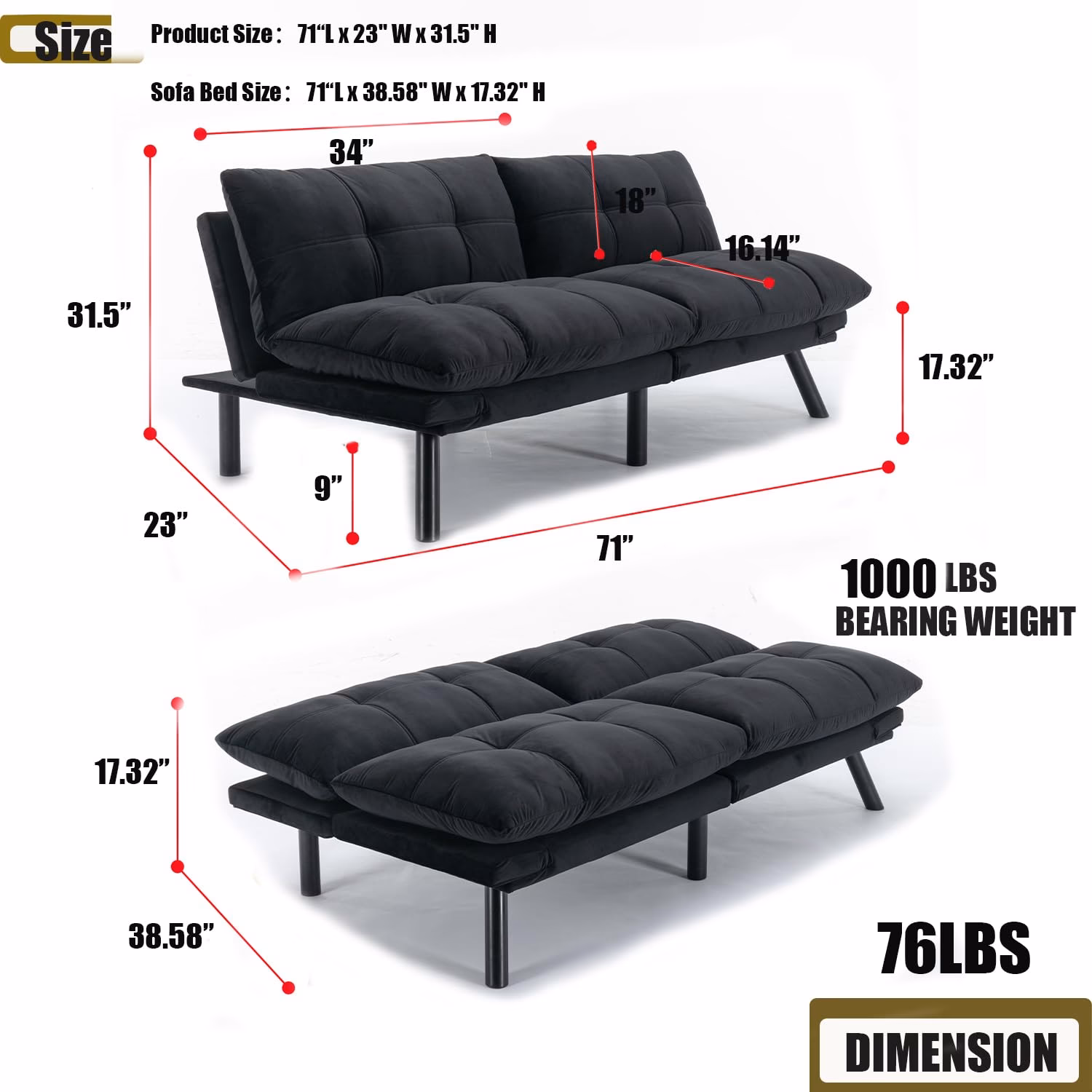 ¿Qué tamaño de cama es un sofá futón?