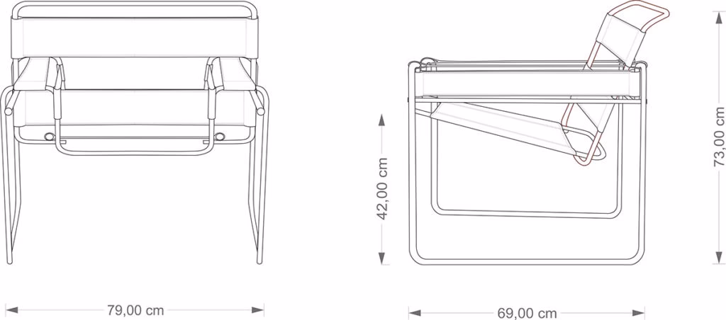 ¿Cuáles son las dimensiones de la silla Wassily?