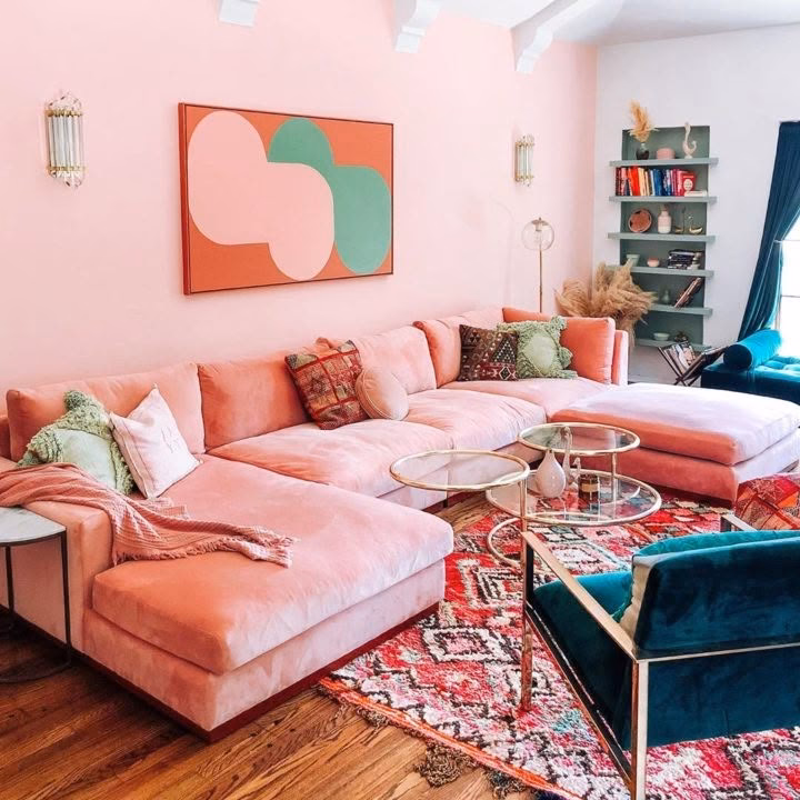 Should the rug be darker or lighter than the sofa?