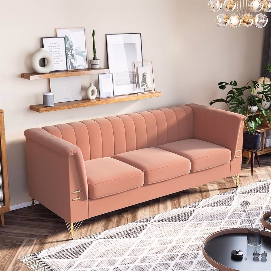 What colors go with a pink sofa?