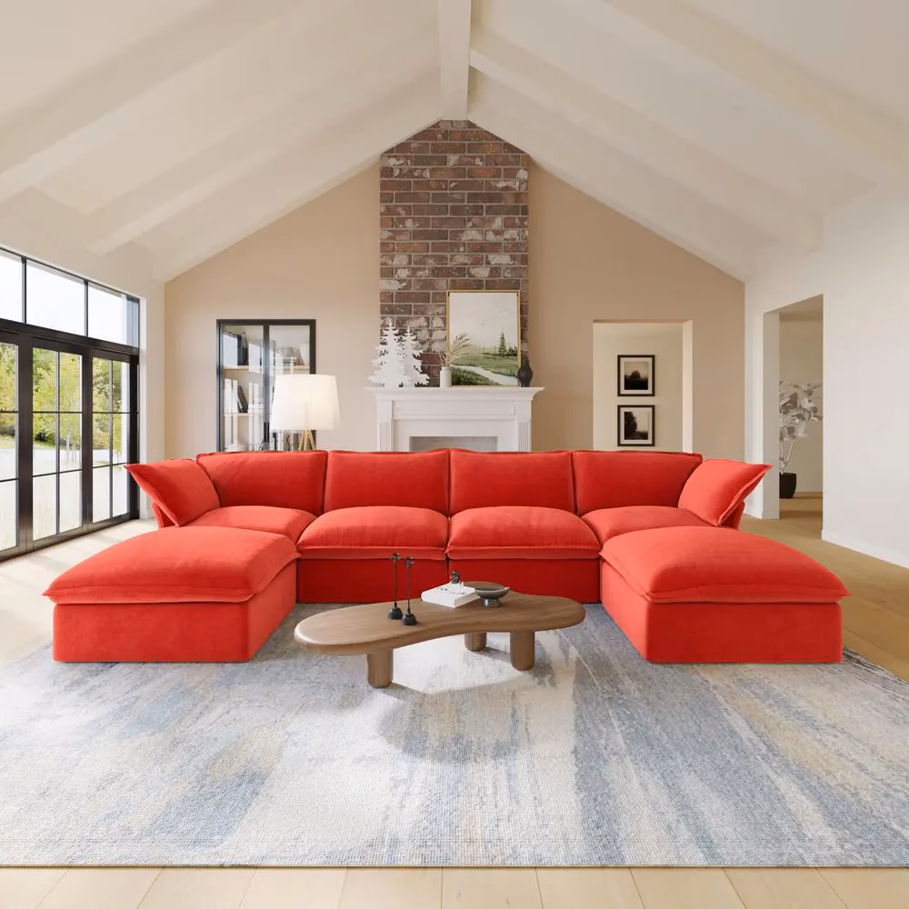 What color goes with a red sofa?