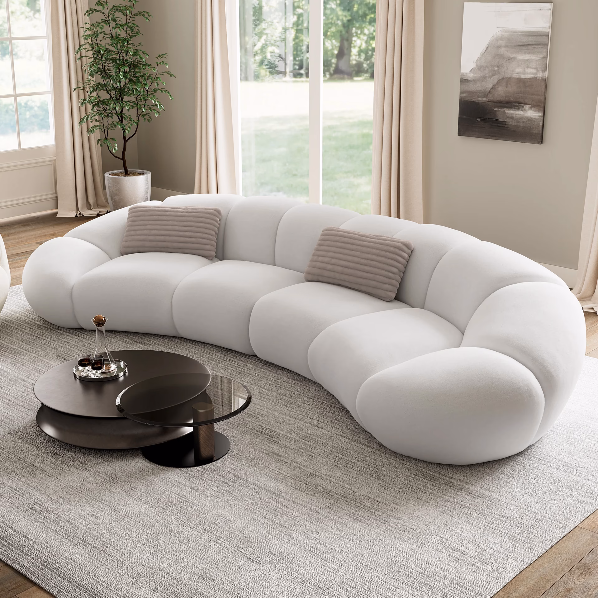 What is a circular sofa called?