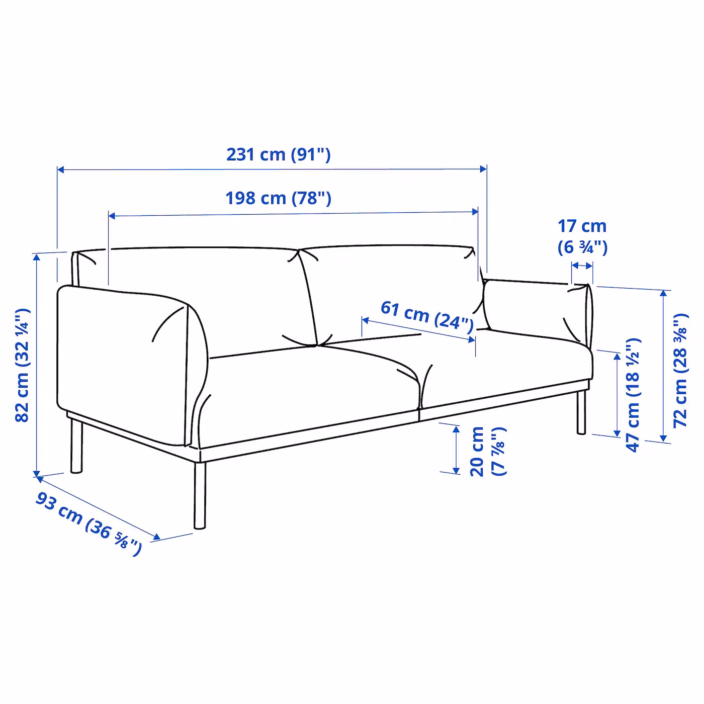 What is the standard sofa leg height?