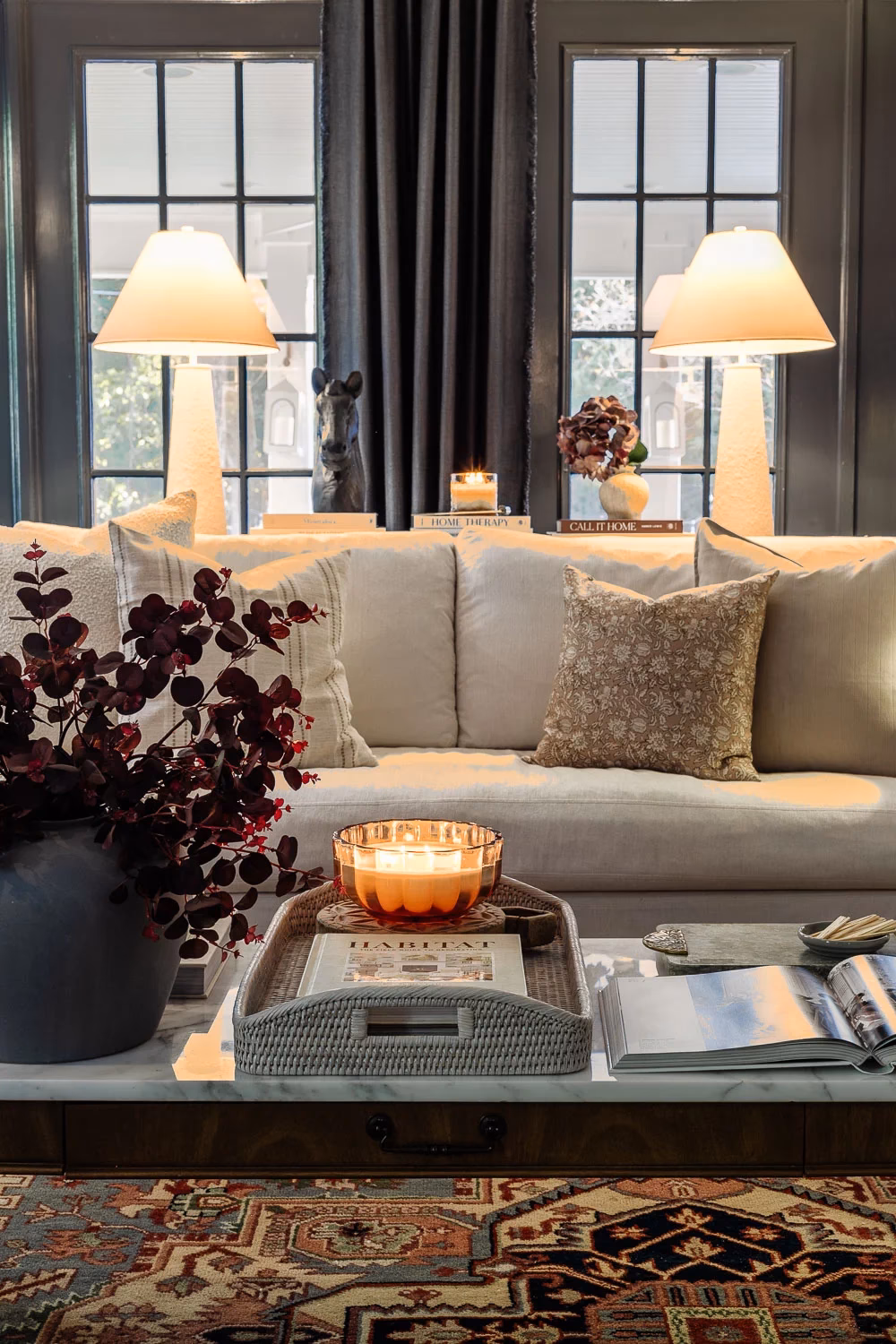 What should I put on a sofa table?