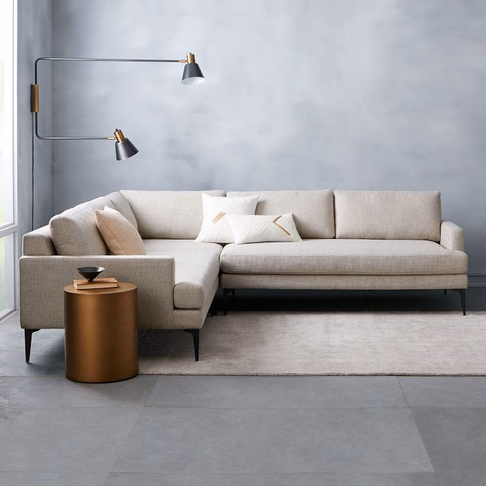 How deep is the West Elm Andes multi seat sofa?
